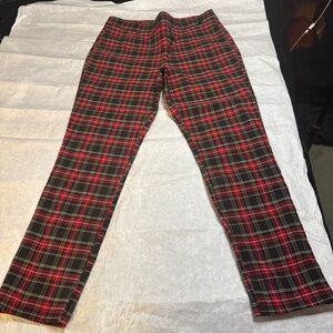 DKNY Red Plaid Pants Size XL Like New!